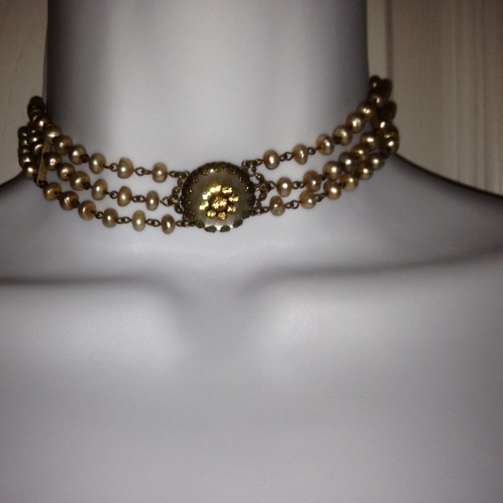 Pearl and Topaz Choker Necklace